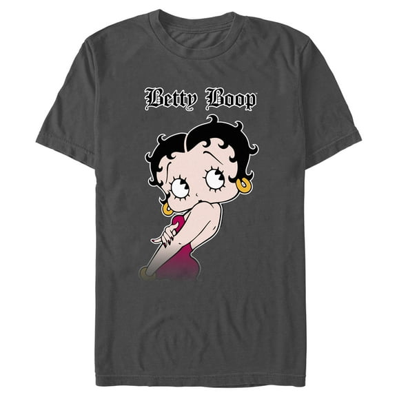 Men's Betty Boop Old English Logo  Graphic Tee Charcoal Small