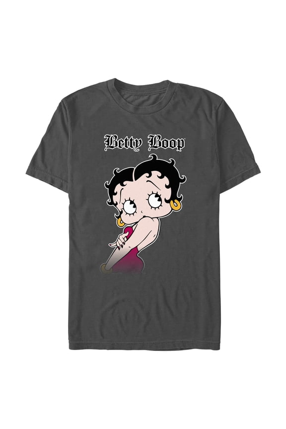 Men's Betty Boop Old English Logo Graphic Tee Charcoal Small