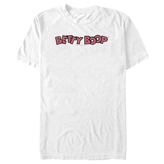 Men's Betty Boop Pink Logo  Graphic Tee White Large