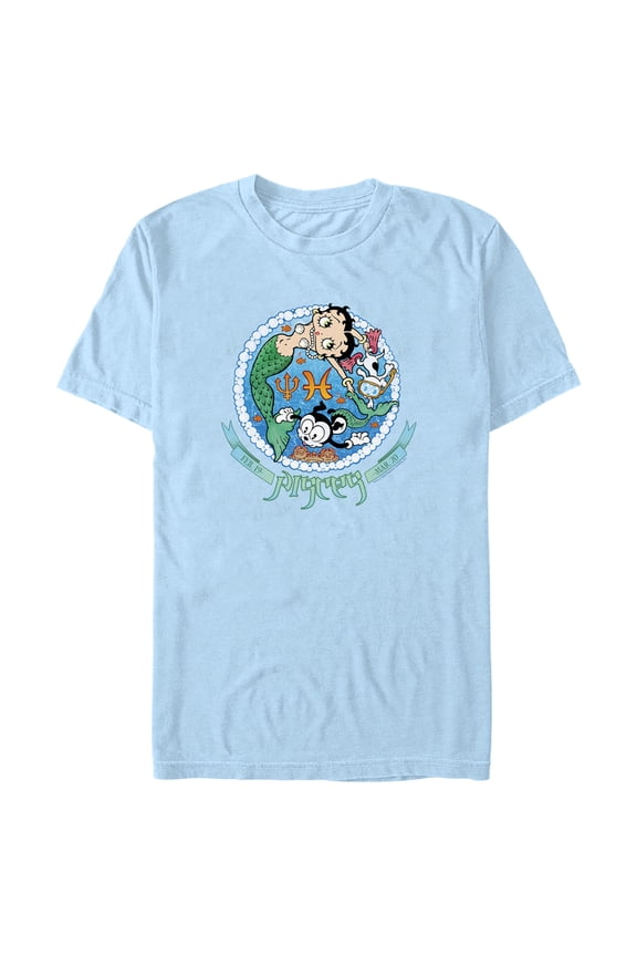 Men's Betty Boop Pisces Zodiac Graphic Tee Light Blue Medium
