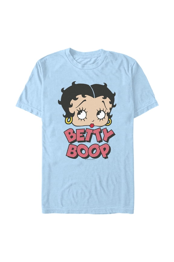 Men's Betty Boop Polka Dot Logo  Graphic Tee Light Blue X Large