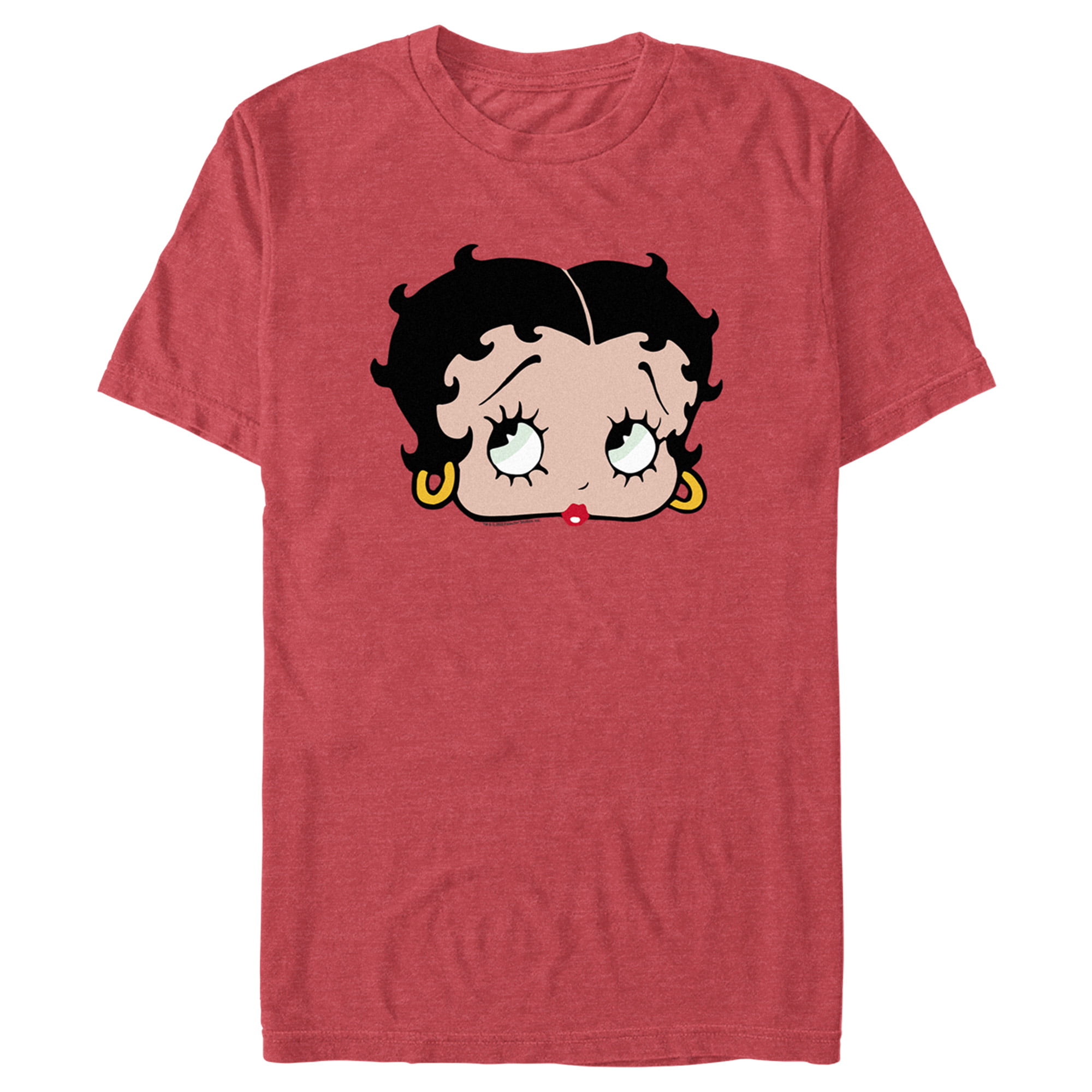 Men's Betty Boop Puppy Dog Eyes Face Graphic Tee Red Heather Large 