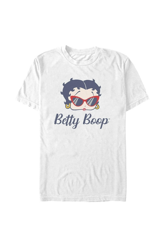 Men's Betty Boop Red Sunglasses Betty  Graphic Tee White X Large