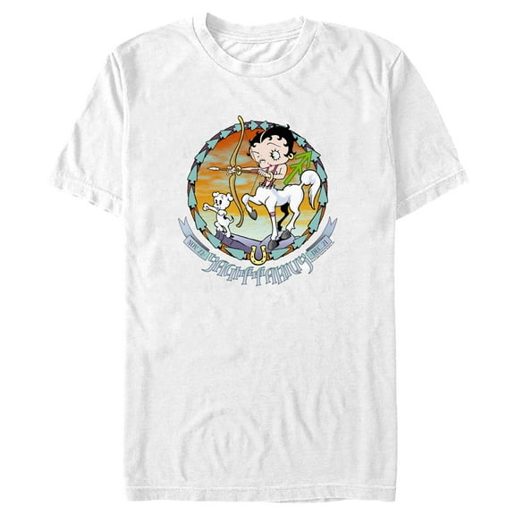 Men's Betty Boop Sagittarius Zodiac Graphic Tee White 2X Large