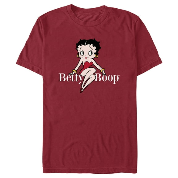 Men's Betty Boop Seated Logo  Graphic Tee Cardinal Small
