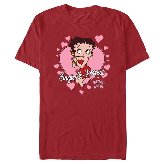 Men's Betty Boop Single & Perfect  Graphic Tee Cardinal Large