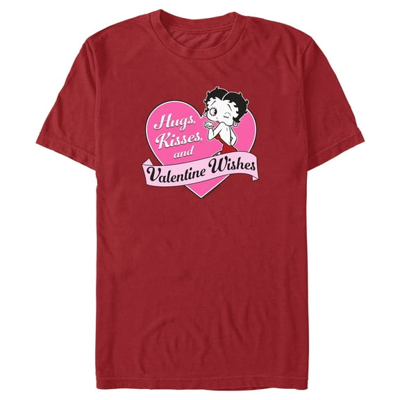 Men's Betty Boop Valentine Wishes  Graphic Tee Cardinal Small