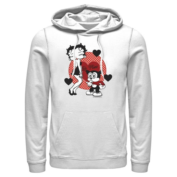 Men's Betty Boop Valentine's Day Bimbo Be Mine Pull Over Hoodie White Small