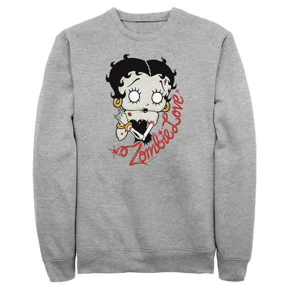 Men's Betty Boop Valentine's Day Zombie Love Sweatshirt Athletic Heather X Large