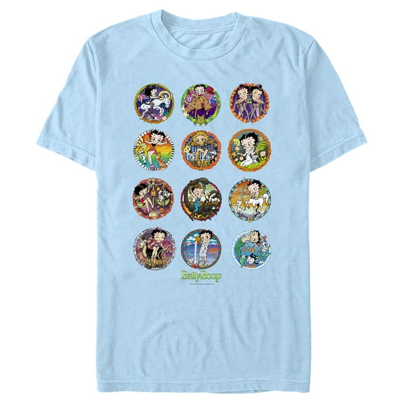 Men's Betty Boop Zodiac Signs  Graphic Tee Light Blue X Large