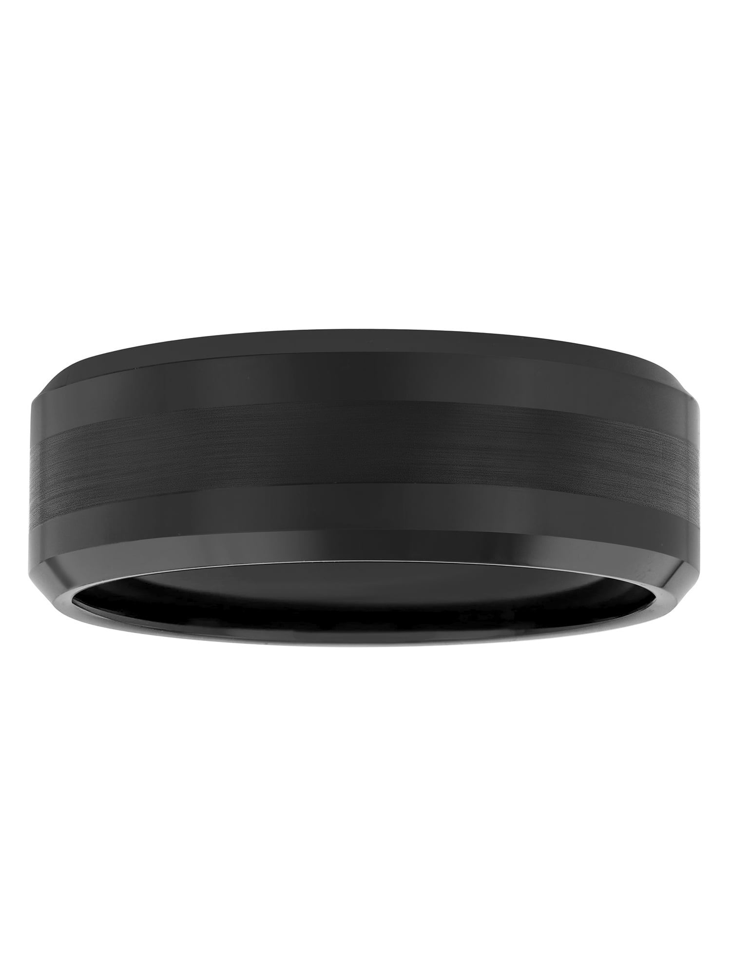 Men's Beveled and Satin Center Ring in Black Tungsten by Brilliance Fine Jewelry - Wedding Band