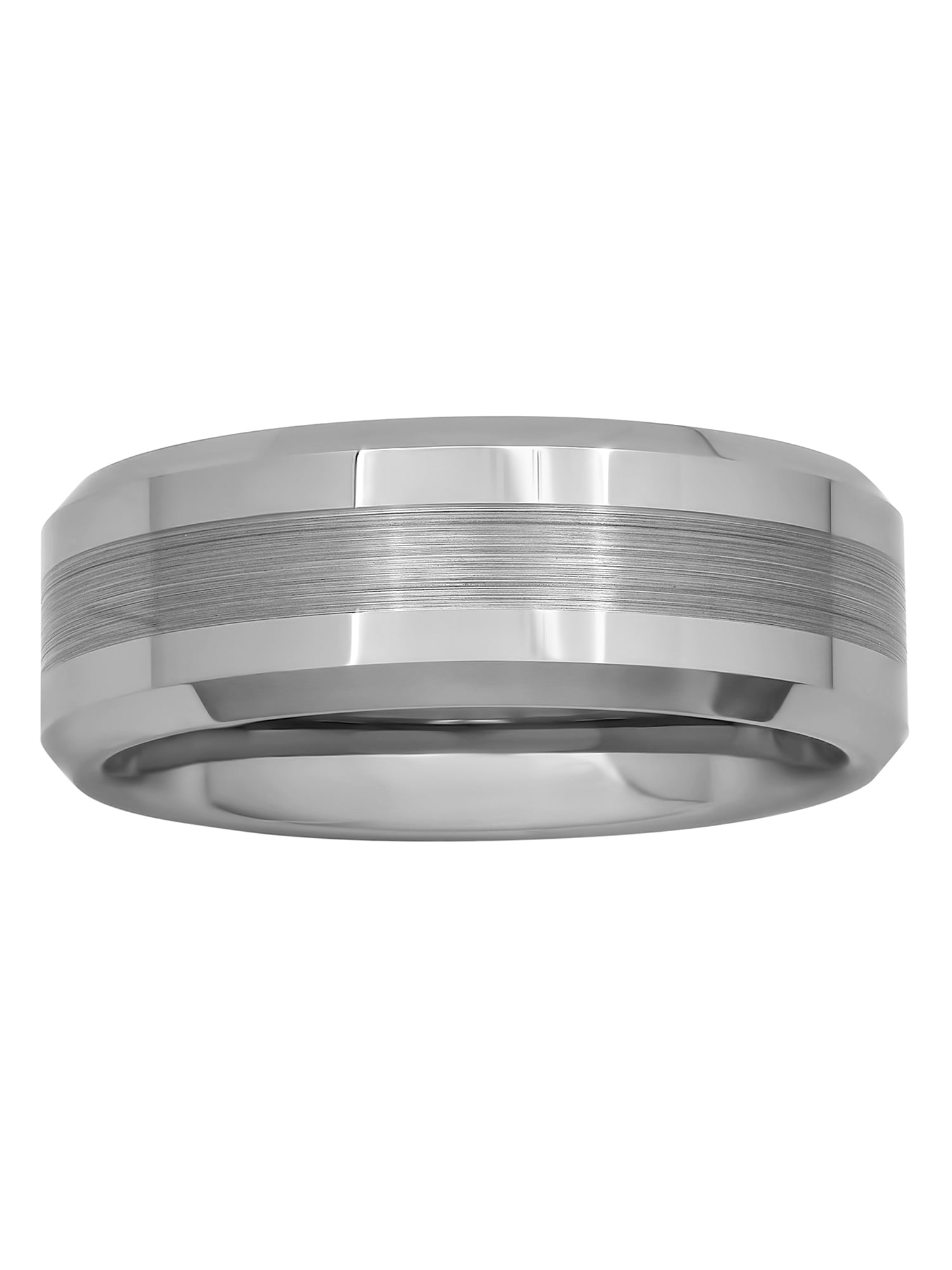 Men's Beveled and Satin Center Ring in Tungsten by Brilliance Fine Jewelry - Wedding Band