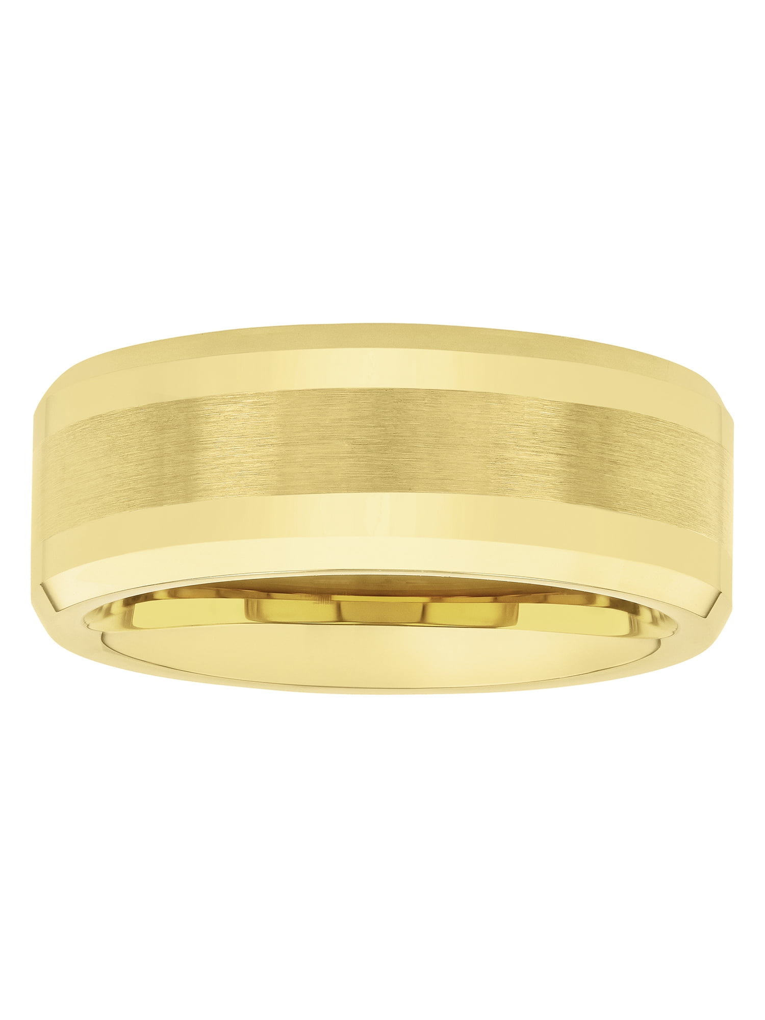 Men's Beveled and Satin Center Ring in Yellow Tungsten by Brilliance Fine Jewelry - Wedding Band
