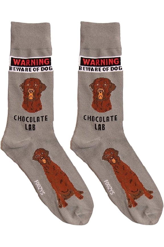Men's Beware of Dog Chocolate Lab Crew Socks