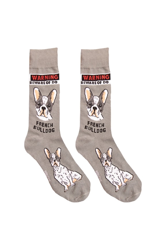 Men's Beware of Dog French Bulldog Crew Socks