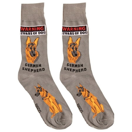 Men's Beware of Dog German Shepherd Crew Socks