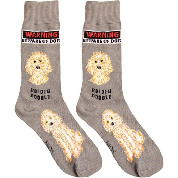 Men's Beware of Dog Golden Doodle Crew Socks