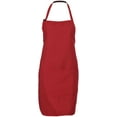 thumbnail image 1 of Men's Bib Apron with Front Pocket and Tunnel Ties, Burgundy, 1 of 4