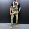 thumbnail image 1 of Men's Bib Overalls Denim Work Overalls Classic Adjustable Straps Jean Pants Pocket Overall Jumpsuit Fashion Workwear Khaki XL, 1 of 7