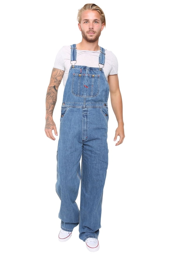 Men's Bib and Brace Overall Denim Dungarees Jeans Pro Heavy Duty Workwear Pants