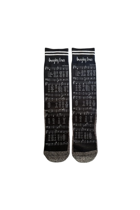 "Amazing Grace Hymn" Christian Faith Crew Socks for Men with Scripture - Father's Day Gift Idea