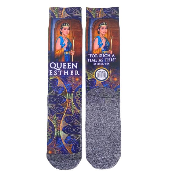 BibleSocks "Queen Esther" Christian Faith-Inspired Crew Socks for Men - Moisture-Wicking, Christmas Gift