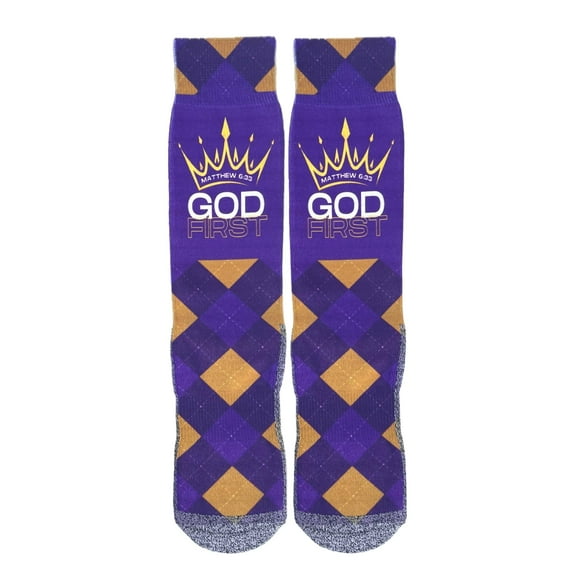 BibleSocks "God First (Matthew 6:33)" Christian Faith-Inspired Crew Socks for Men - Christmas Gift