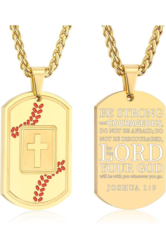 Men's Bible Verse Cross Necklace Stainless Steel Cross Pendant Religious Gift Sport Jewellery