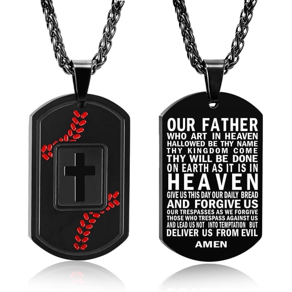 Men's Bible Verse Cross Necklace Stainless Steel Cross Pendant Religious Gift Sport Jewellery