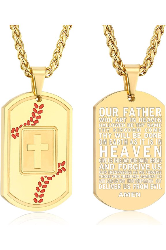 Men's Bible Verse Cross Necklace Stainless Steel Cross Pendant Religious Gift Sport Jewellery