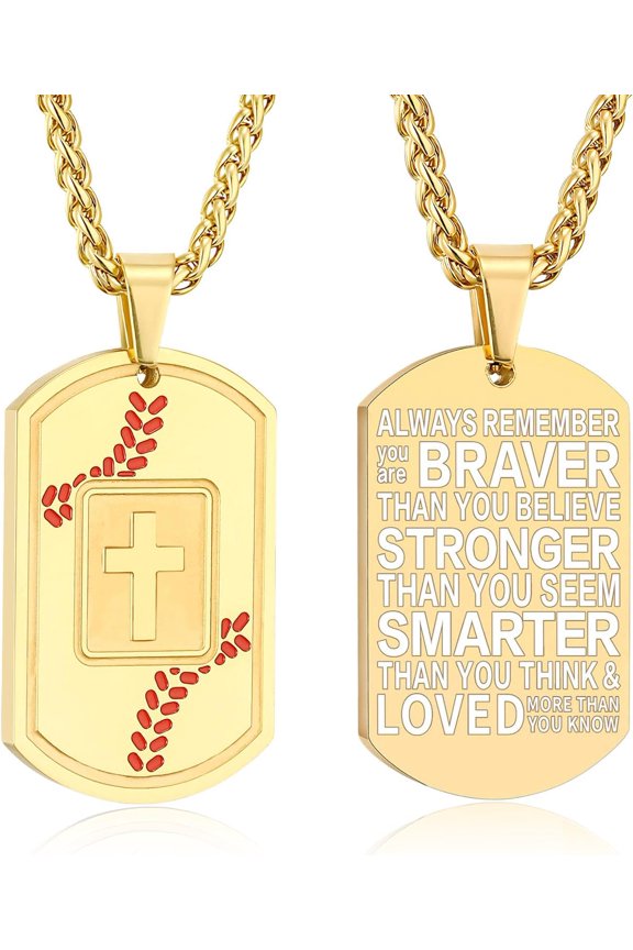 Men's Bible Verse Cross Necklace Stainless Steel Cross Pendant Religious Gift Sport Jewellery