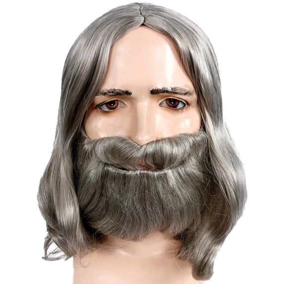 Morris Costumes LW300DKBNGY Biblical Wig & Beard Set for Men