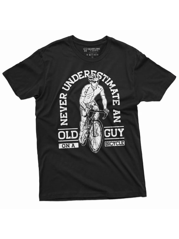 Men's Bicycle Bike T-shirt Old guy on bicycle Papa Dad Grandpa biking Tee Shirt Christmas Tee