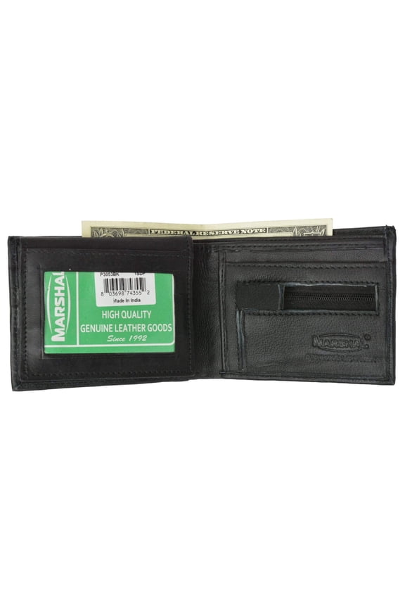 Men's Bifold Flap Up Premium Leather Zipper Pocket Wallet P 3053 (C)
