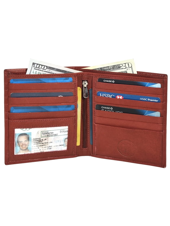 Men's Bifold Hipster Wallet with 13 Credit Card slots by Leatherboss