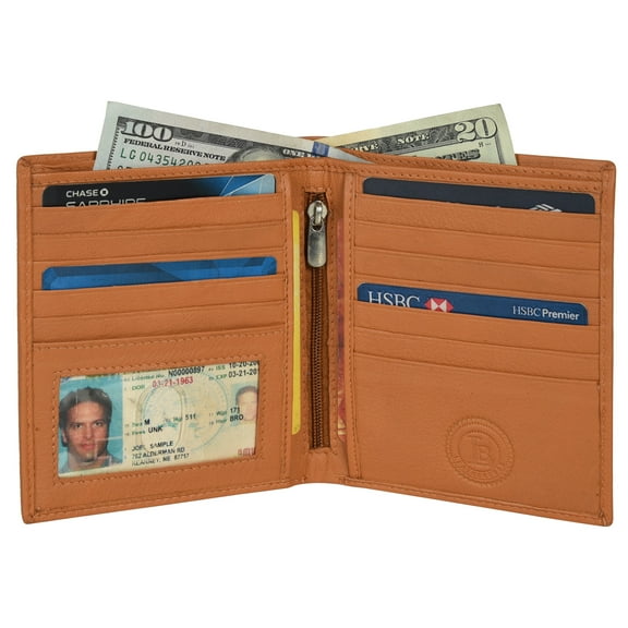 Men's Bifold Hipster Wallet with 13 Credit Card slots by Leatherboss