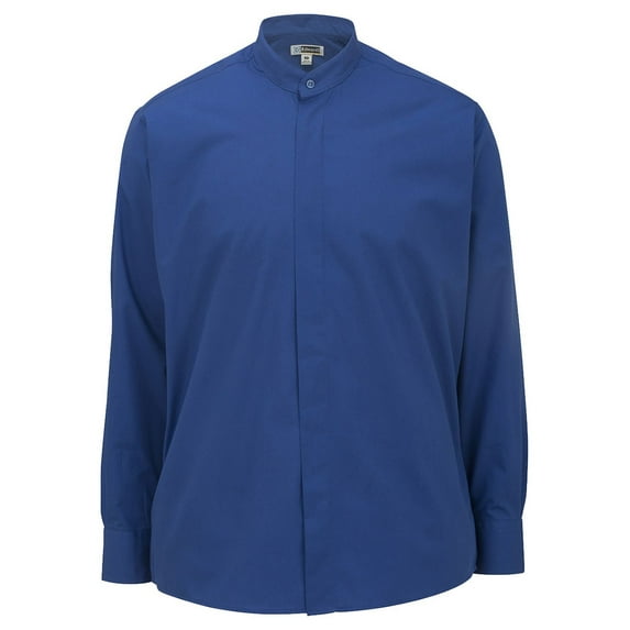 Men's Big And Tall Banded Collar Long Sleeve Shirt, ROYAL, L Tall