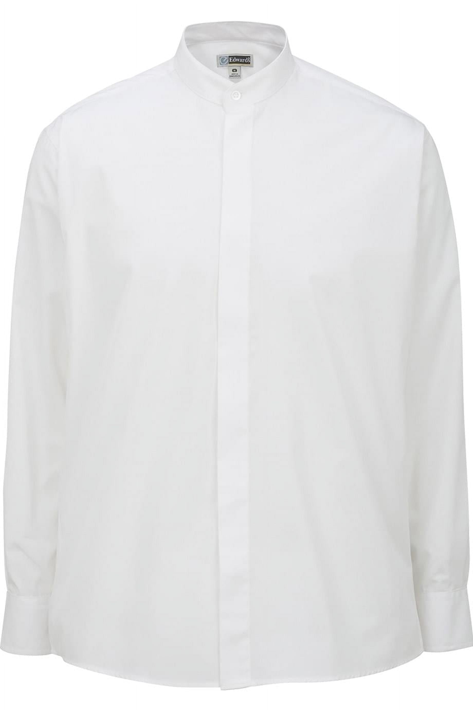 Men's Big And Tall Banded Collar Long Sleeve Shirt, WHITE