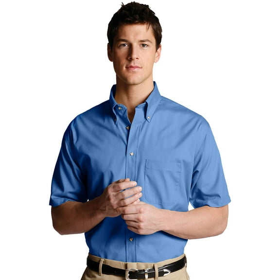 Men's Big And Tall Button Down Poplin Shirt, FRENCH BLUE, XLT