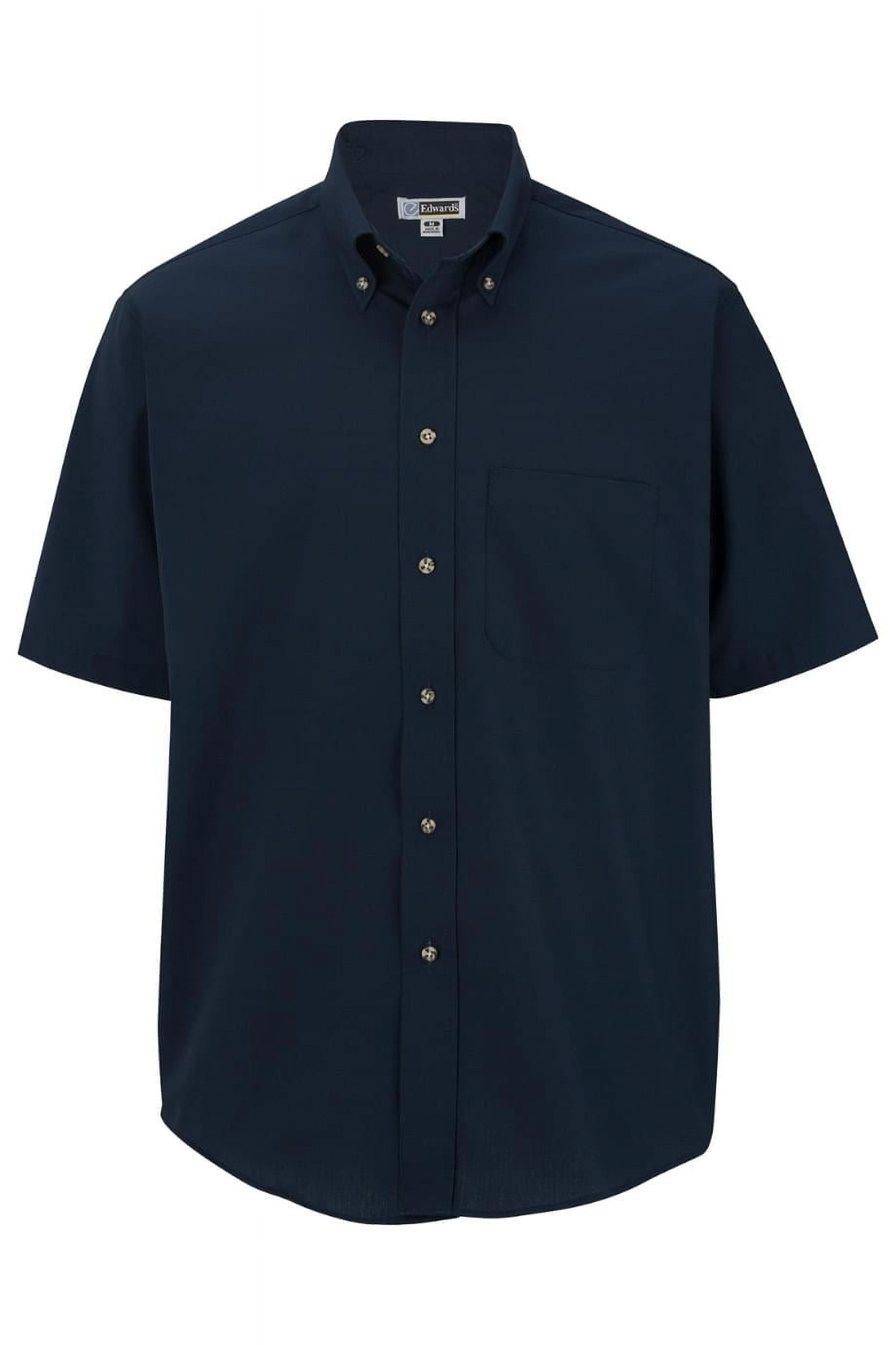 Men's Big And Tall Button Down Short Sleeve Poplin Shirt, NAVY, 3XLT