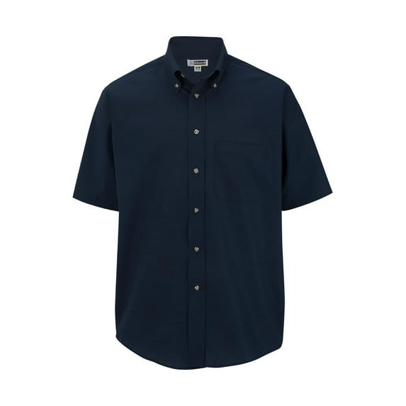 Men's Big And Tall Button Down Short Sleeve Poplin Shirt, NAVY, 3XLT