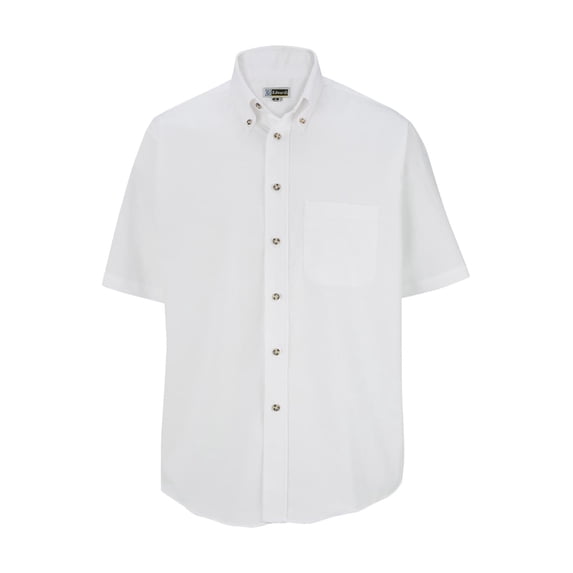 Men's Big And Tall Button Down Short Sleeve Poplin Shirt, WHITE, XLT