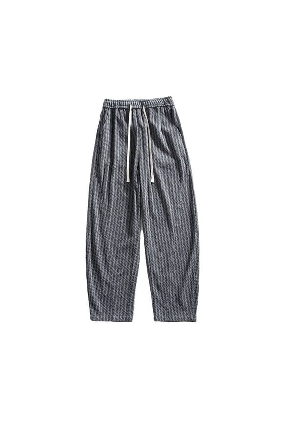 Men's Big And Tall Herringbone Pattern Casual Streetwear Fashion Loose Fit Pants Grey XXL