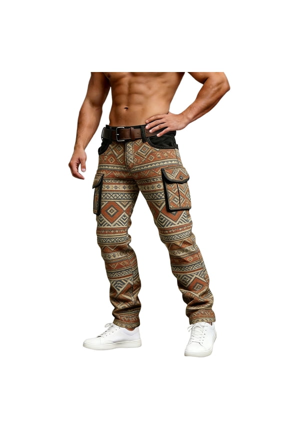 Men's Big And Tall Work Pants With Diamond Quilted Vintage Pattern Casual Sports Pants Wine XL