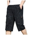 thumbnail image 1 of Men's & Big Capri Long Elastic Cargo Shorts Below Knee Shorts 3/4 Cotton Ripstop Workwear Cargo Casual Shorts with Multi-Pockets Size 2XL-6XL Navy, 1 of 8