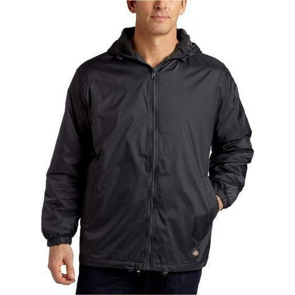 Men's Big Fleece Lined Nylon Hooded Jacket, Charcoal, 5X