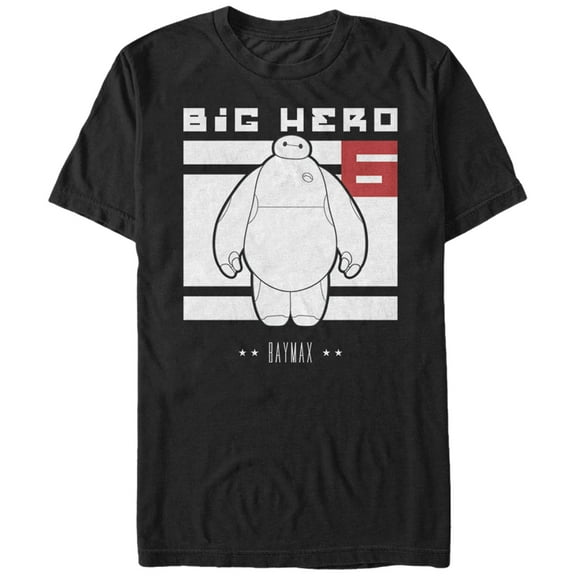Men's Big Hero 6 Baymax Block  Graphic Tee Black Large