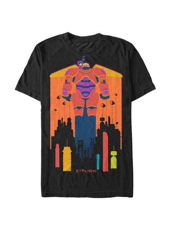 Men's Big Hero 6 Baymax and Hiro Fly Graphic Tee Black Medium