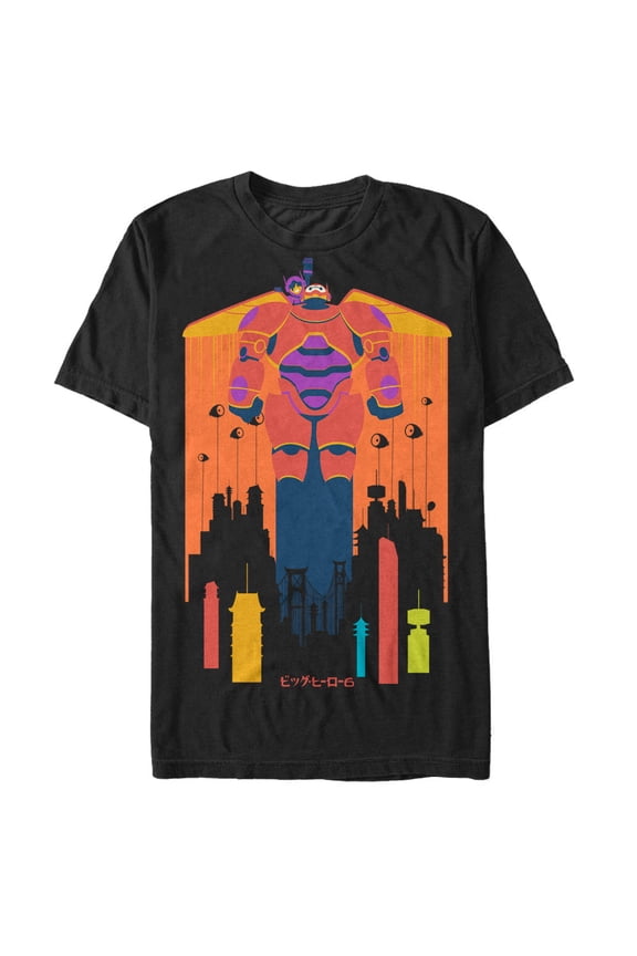 Men's Big Hero 6 Baymax and Hiro Fly  Graphic Tee Black X Large