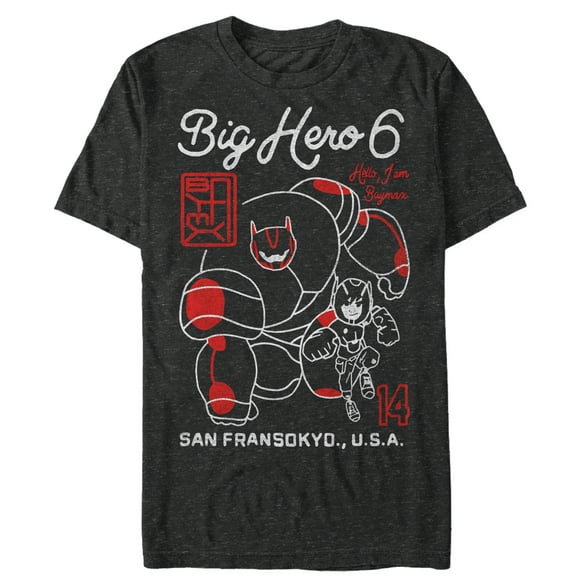 Men's Big Hero 6 Hello Heroes Graphic Tee Black Medium